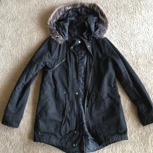 Jacket with fur hood